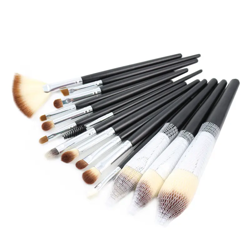 15pcs Makeup Brushes Set Fan Brush Powder Foundation Blusher Bronzer Eyeshadow Liner Brow Lip Gloss Contour Highlight Blend Tool — image 1
