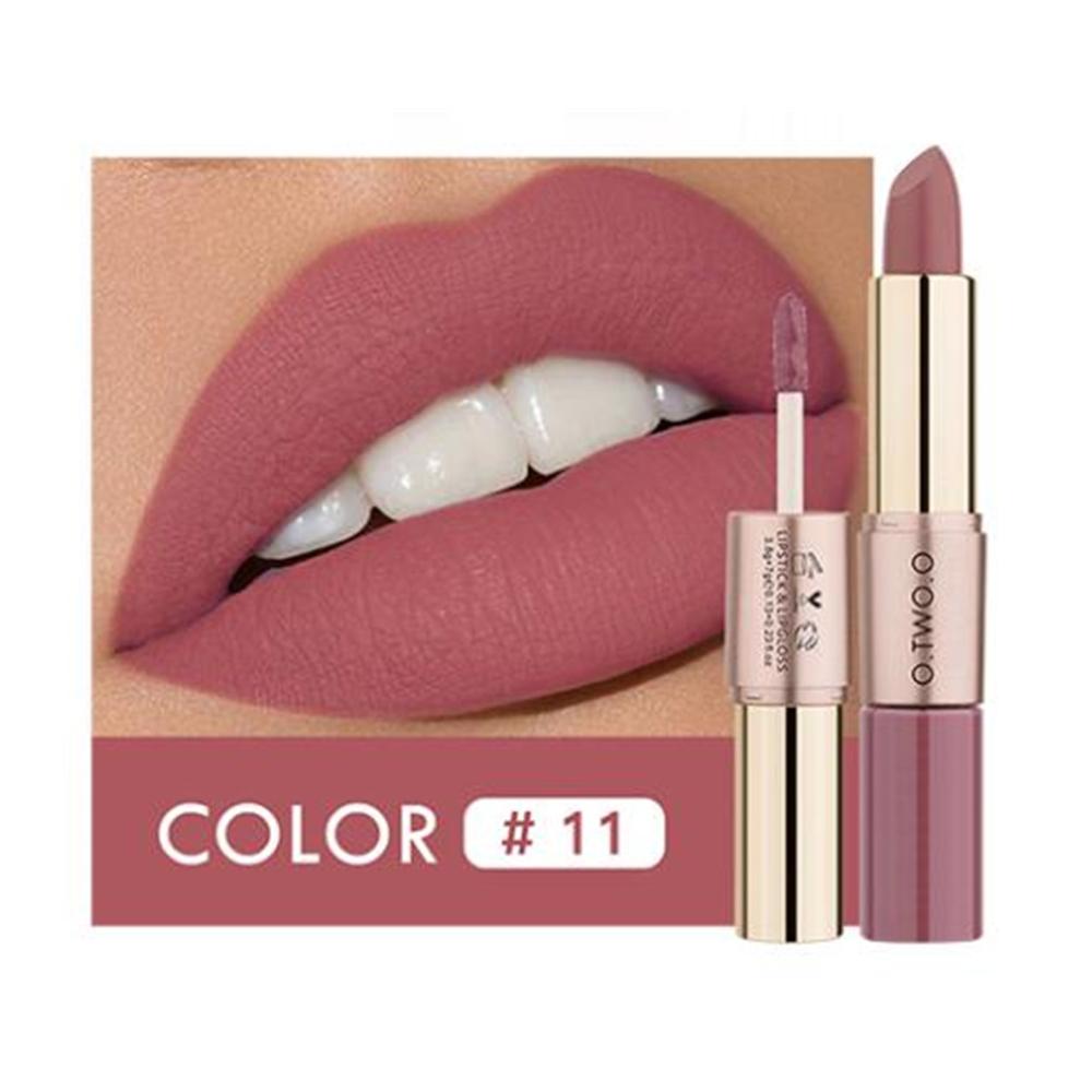 O.TWO.O 2 in 1 Rossetto opaco Lip Gloss Cosmetici Impermeabile Pintalabios Batom Mate Labbra Trucco Rouge 12 colori Stick labbra — image 17