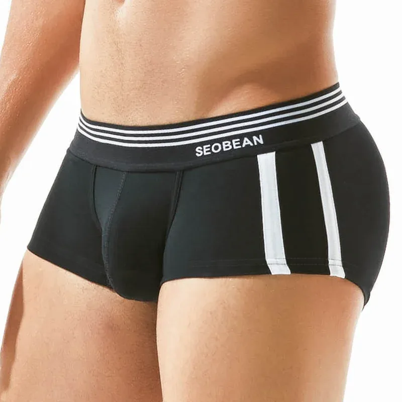 Men's Breathable Cotton Boxer Briefs U-Convex Pouch Low-Waist Comfortable Stretch Soft Underwear for Daily Casual