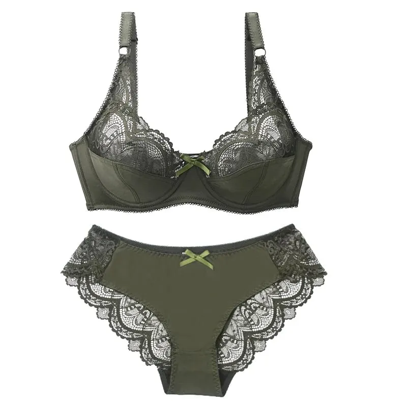 2021 New Sexy Ultra-Thin Thick Push Up Lace BCDE Cup Bra Sets For Women Underwear Plus Size Female Lingerie — image 2