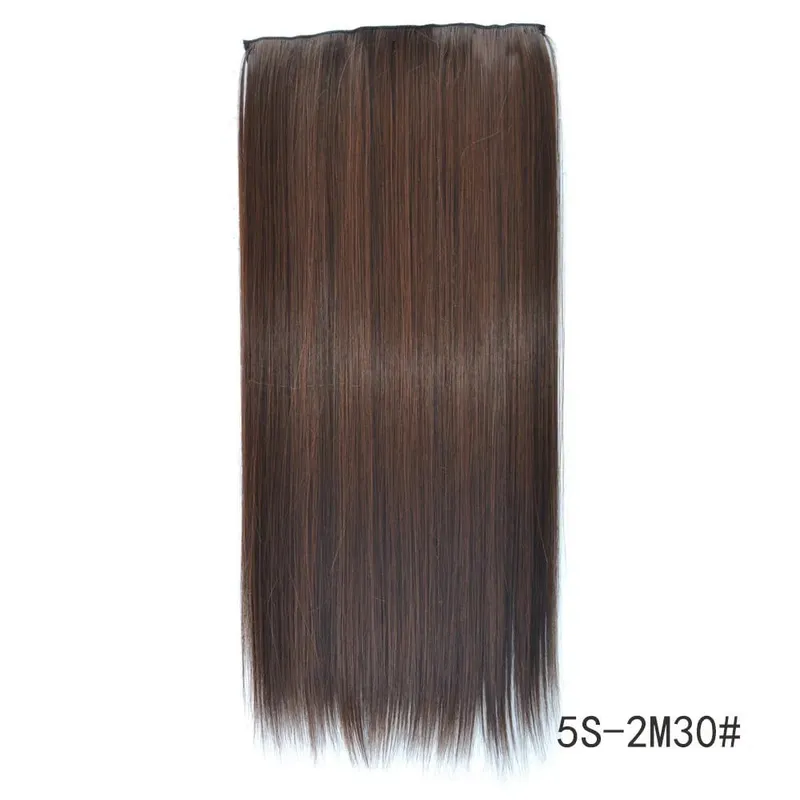 Synthetic Natural Synthetic Hair Extensions 5 Clip In Artificial Fake Ombre Blonde Brown Black Pink Straight False Hair Piece — image 11