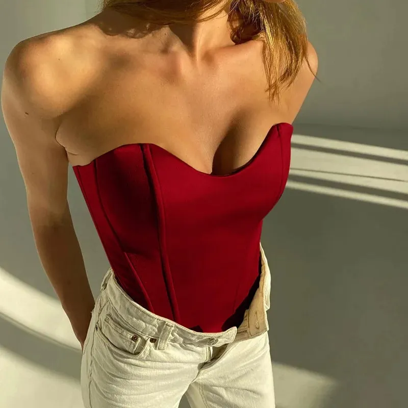 Sexy Frauen Rohr Tops Solide Ärmellose Dünne Dünne Korsett Cropped Top 2023 Sommer Beiläufige Elegante Weibliche Liebsten Weste — image 11
