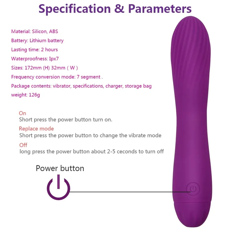 Vibrator Bergetar untuk Rangsangan Faraj Silikon Boleh dicas semula G Spot Dildo Vibrator Urut 7 Corak Getaran Mainan Seks Wanita — image 5
