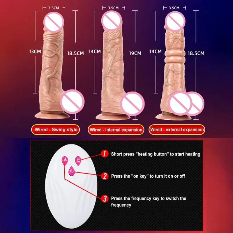 Teleskopik Bergetar Tujahan Dildo Realistik Melancap Wanita Dengan Cawan Sedut Pemanasan Zakar Alat Kawalan Jauh Batang Untuk Wanita — image 6