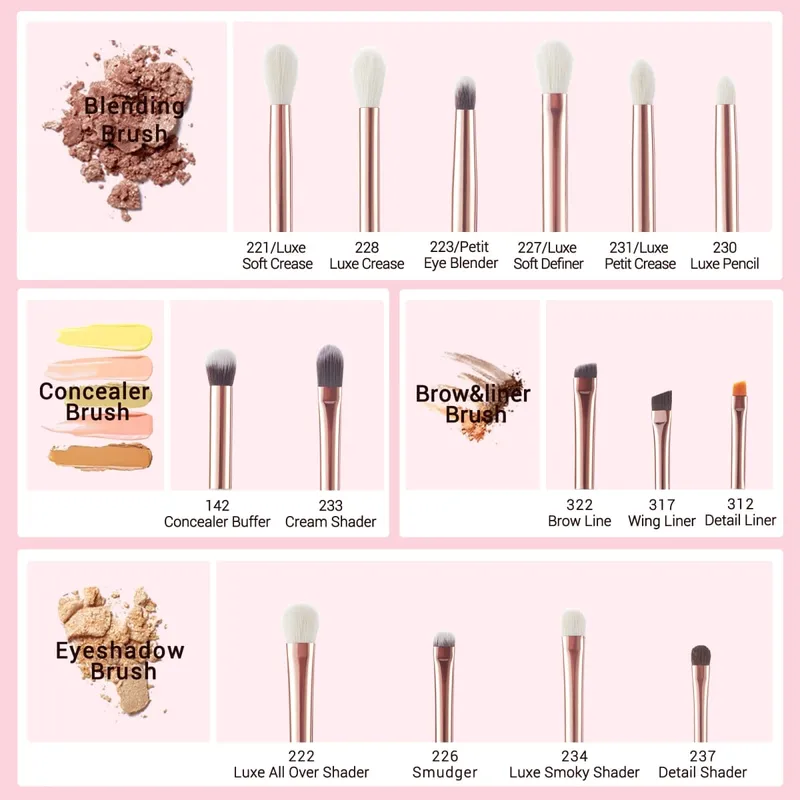 Jessup ชุดแปรงแต่งหน้า 15 ชิ้นชุดแปรงตาสังเคราะห์ธรรมชาติอายแชโดว์ Eyeliner Eyebrow Blending Pearl สีขาว T217 — image 2