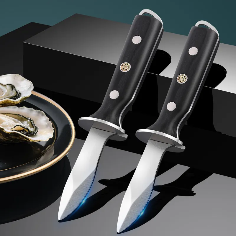 Black Color Wood Stainless Steel Oyster Knife Kitchen Tools Accessories Light Luxury Thickened Shell Opener Gadgets — image 5