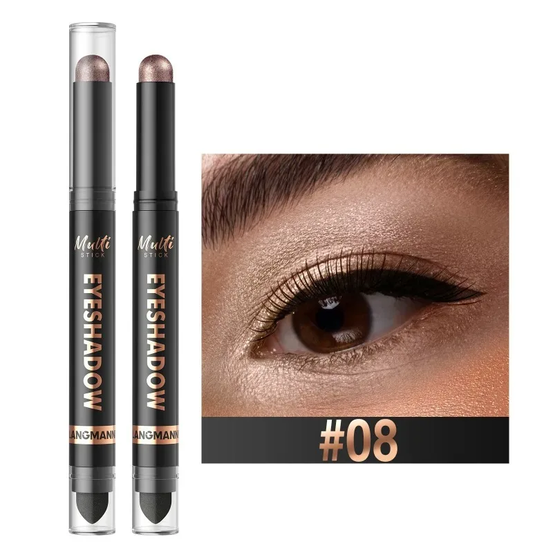 16 Colors Double Head Eyeshadow Stick Pearlescent Shimmer Brown High Waterproof Cream Eyes Shadow Pencil Long-Lasting Eye Makeup — image 11