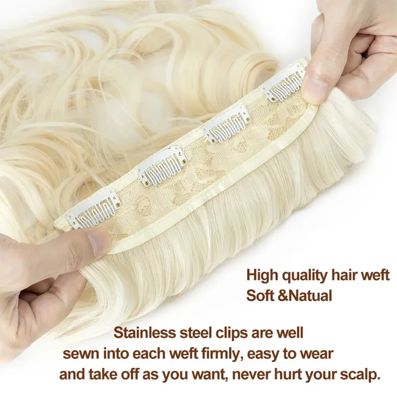 4 Pieces Set Clip In Hair Extensions Highlight Wavy Curly Long Synthetic Hairpieces For Women 22 Inch 180g Hair Clips Hair — image 4