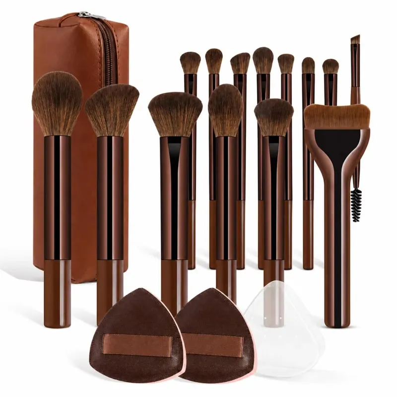 Brush Set Includes 14pcs Makeup Brushes + 1pc Makeup Bag + 2pcs Makeup Sponges Containing Foundation Brush Blush Brush — image 2