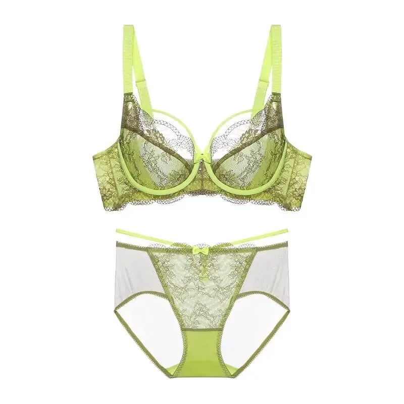 Sexy Minimizer Bra Set Full Cup Ultra Thin Lace Gathered Plus Size 34-42 Big Breast To Small Breast Support Comfort Lingerie — image 11