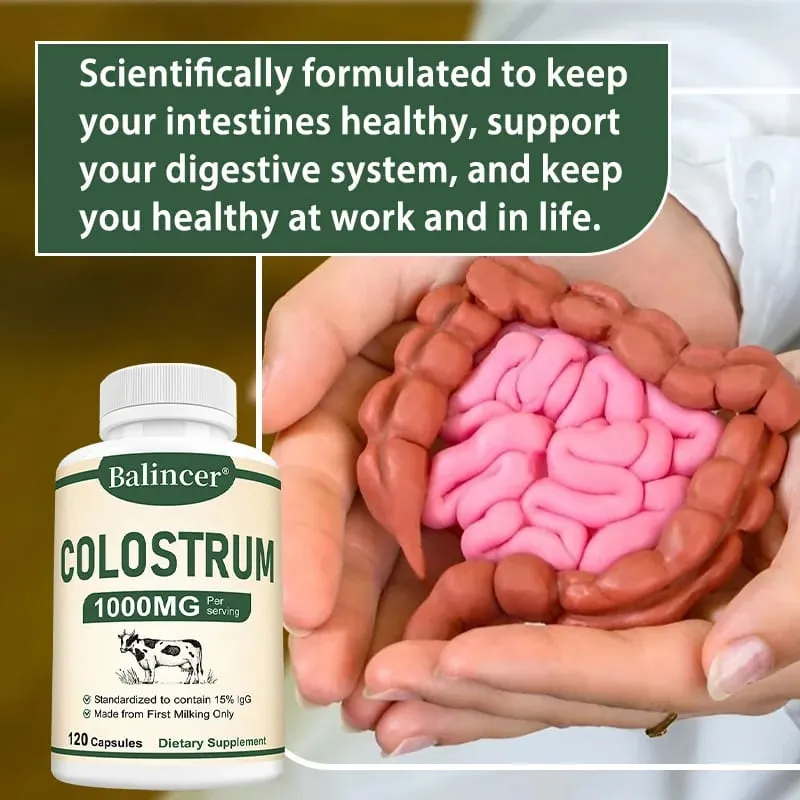 1000mg Grass-Fed Bovine Colostrum Capsules Probiotic Daily Wellness Supplement Supports Gut Comfort Skin & Vitality Balance