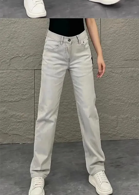 2026 Luxury Jeans for Man Original White Gray Draped Jeans for Men Summer New Slim Fit Trendy Straight-leg Slimming Casual Pants — image 8