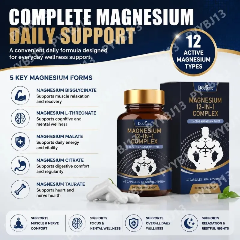Magnesium Supplement Capsules 12 Magnesium Forms Mineral Complex Daily Mineral Nutrition Supplement for Daily Wellness Support — image 3