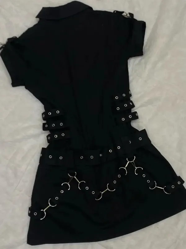 Premium Slim Dark Casual Dresses Japanese Unique Half Sleeve Minority High Street Robe Personalized Y2K Goth Punk Style Vestidos — image 2