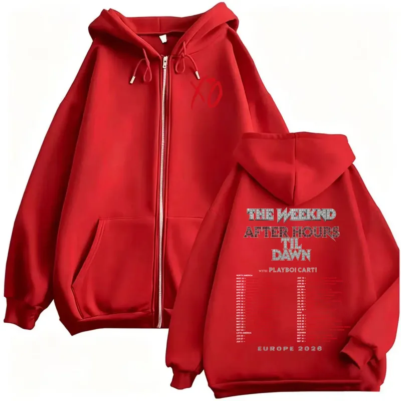 The Weeknd After Hours Til Dawn 2026 Europe Tour Zip Up Hoodies Men Women Fashion 90s Casual Long Sleeve Sweatshirt Jacket Coats — image 9