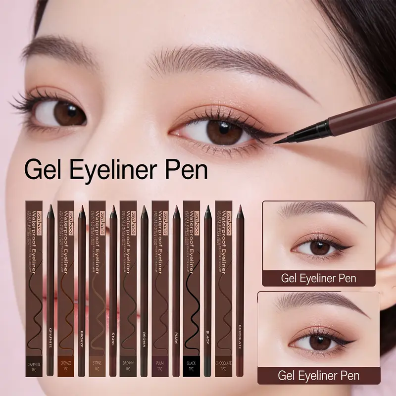 Zephoco Gel Eyeliner Pen Waterproof Smooth Eye Makeup Long Lasting Sweat Proof Oil Proof Smudge Proof Eye Liner Pencil Makeup — image 1
