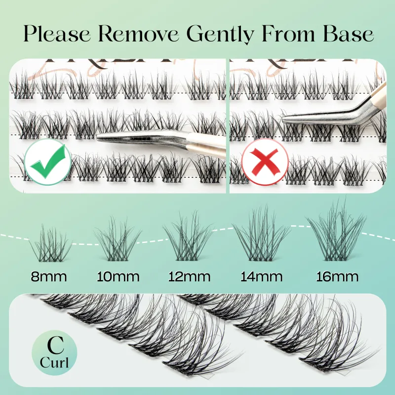 Individual Lashes Cluster C Curl Mix Lash Clusters 3D Wispy DIY Extension Eyelash 0,1mm Super Thin Band Resuable Natural Lashes — image 5
