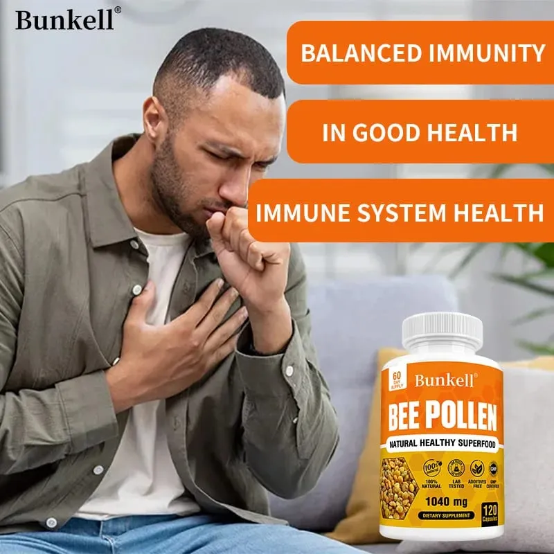Bienenpollen-Ergänzungsmittel, 100 % natürlich, roher Bienenpollen, vegetarische Kapseln, probiotisches Superfood, Verdauung, Immununterstützung und Energie — image 4