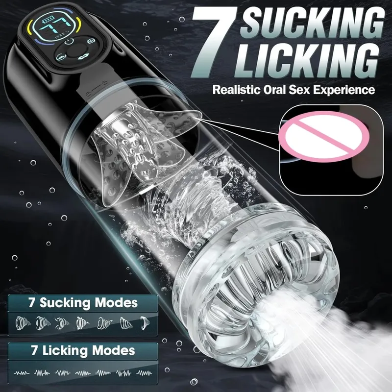 Alat Seks Pam Zakar Pelancap Lelaki Automatik untuk Lelaki Faraj Poket LCD Mesin Seks Blowjob dengan 7 Mod Memusing Tujahan — image 3