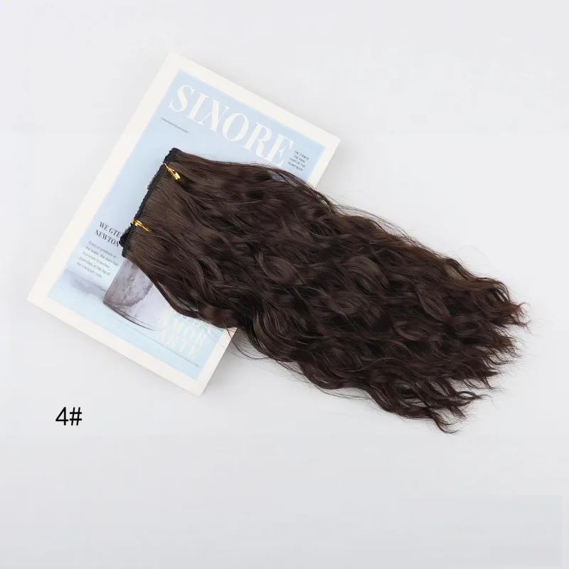 Clip in Hair Extensions 4PCS 14inch Short Curly Wavy Hair Extensions Invisible Lace Weft Soft Synthetic Hairpieces for Women