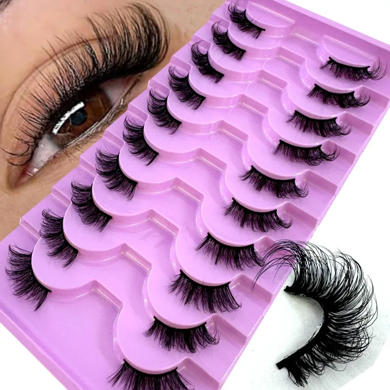 Poloviční řasy 10 párů Poloviční řasy Měkké přírodní řasy pro kočičí oči Makeup Tool Prodlužování umělých řas Fluffy Faux Cils