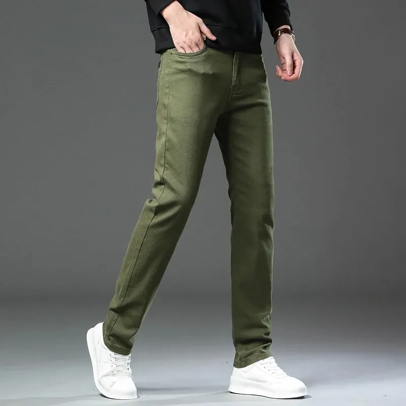 2026 98% Cotton Elastic Cotton Jeans Men's Spring Slim Straight Denim Pants Comfort Large Size Korean Business Casual Trousers — image 7