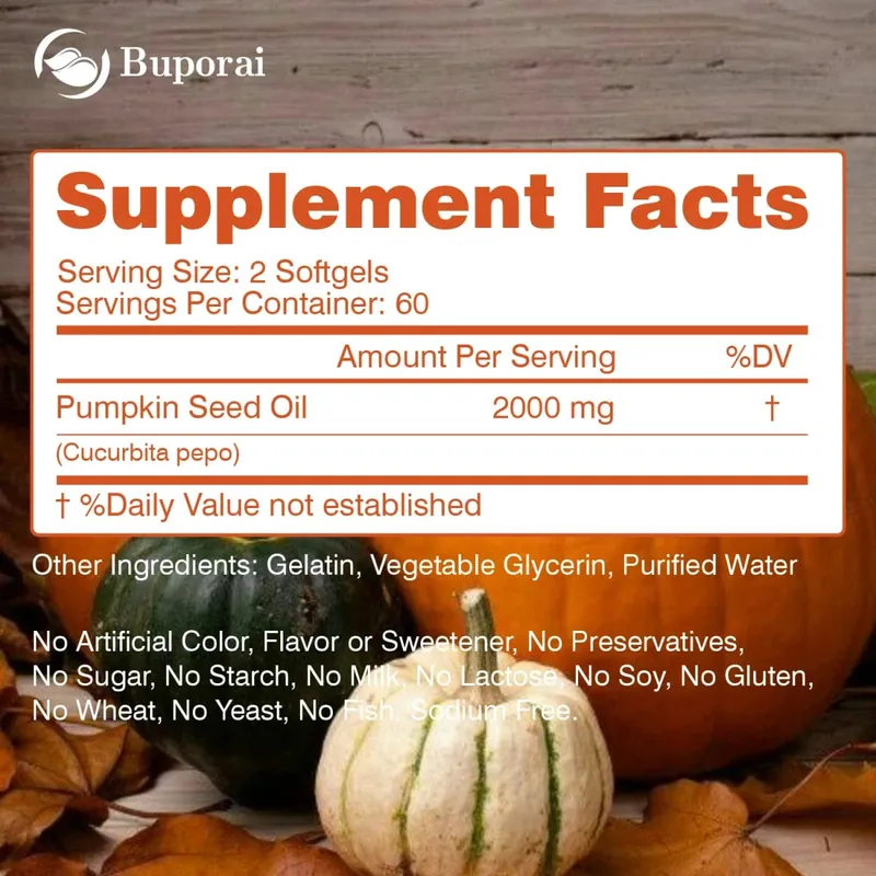 Pumpkin Seed Oil - Promotes Hair Growth Urinary Tract and Prostate Health Cardiovascular Support Supplement — image 3