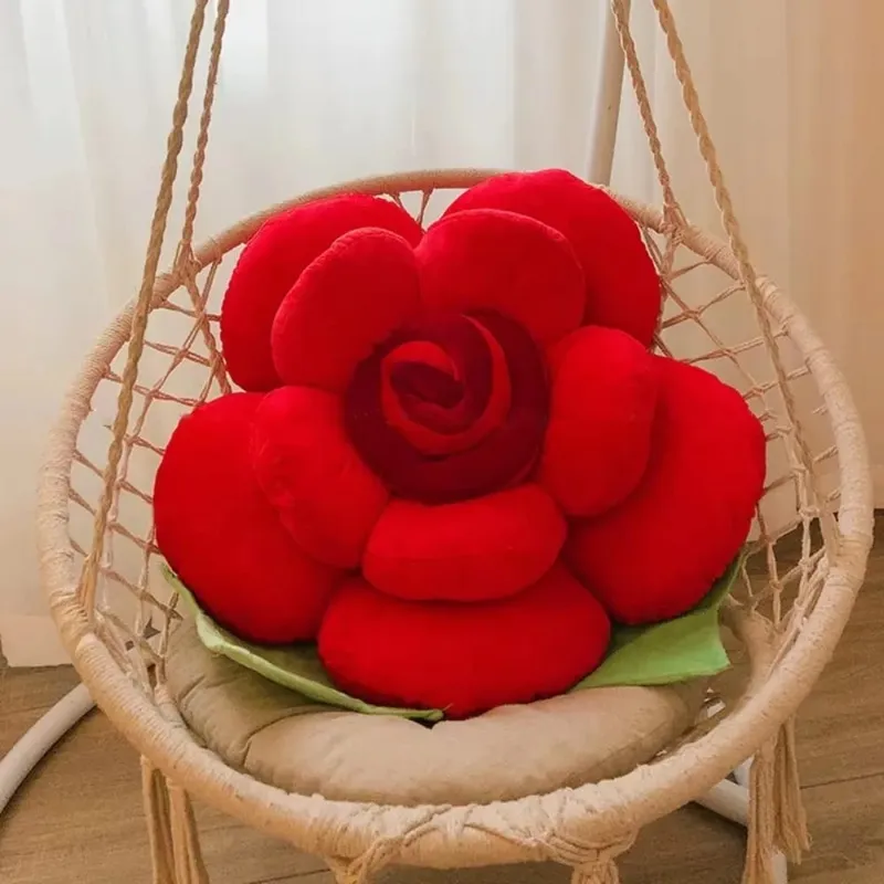 New Large Rose Shaped Pillow Simulated Colorful Sofa Flower Cushion Plush Car Interior Cushion Wedding Party Supplies — image 3