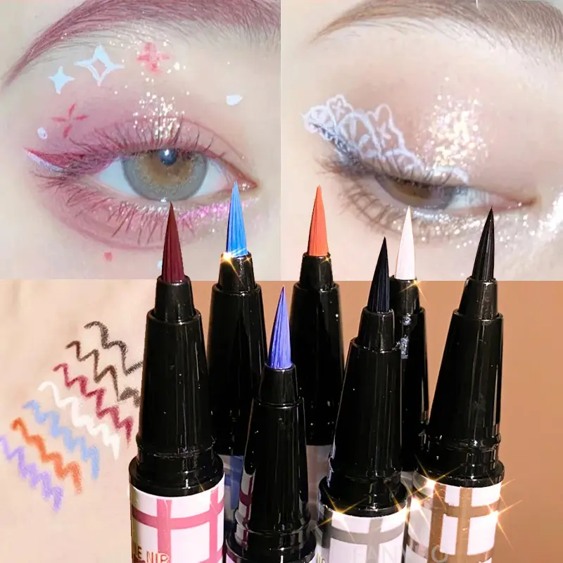 Farverig flydende eyeliner blyant mat vandtæt ikke blomstrende eyeliner Langtidsholdbar flydende eyeliner pen Øjenmakeup Kosmetik