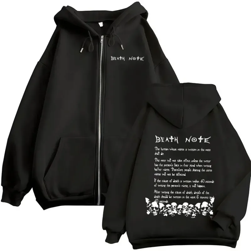 Anime Death Note Rem Ryuk Zipper Hoodies Men's Women Clothing Fashion Casual Long Sleeve Zip Up Hooded Sweatshirts Jacket Coat — image 1
