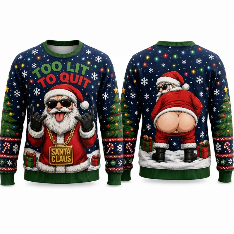Lets Get Blitzened Reindeer Christmas Sweatshirt 3D Print Crewneck Unisex New Funny Ugly Xmas Party Holiday Jumper Autumn Wear — image 5