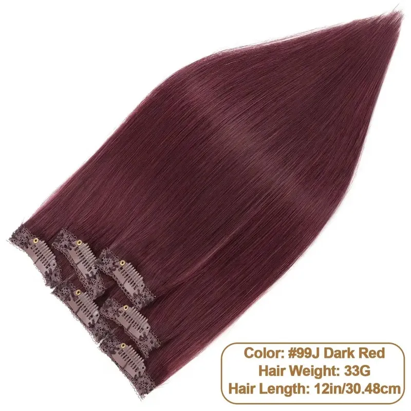 S-noilite 6 PCS Remy Clip In Human Hair Extensions Single Clip Ins Thick Hair Extensions Highlight Seamless Hairpieces for Women