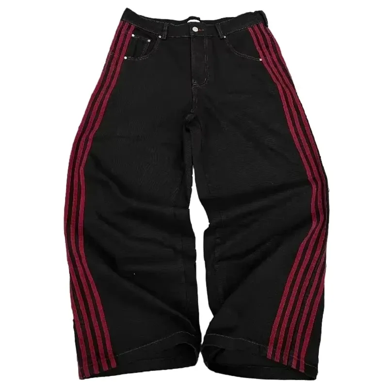 Y2K Baggy Jeans Retro Men's Camouflage Embroidered Striped Harajuku Sweatpants Women Hip Hop Streetwear Camo Wide Leg Denim Pant