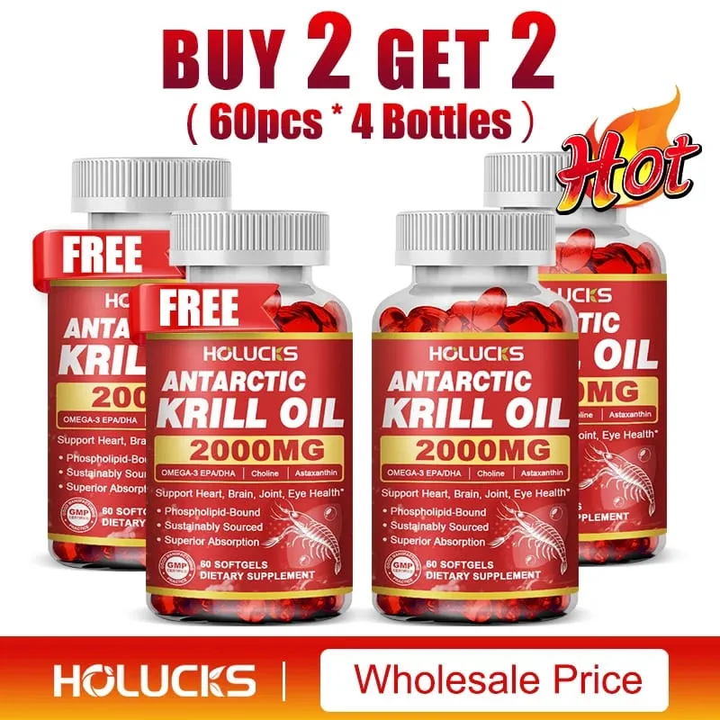 Antarctic Krill Oil Capsules 2000 mg Supplement with Astaxanthin Omega-3 EPA DHA Support Brain Joint Skin Heart Health — image 11