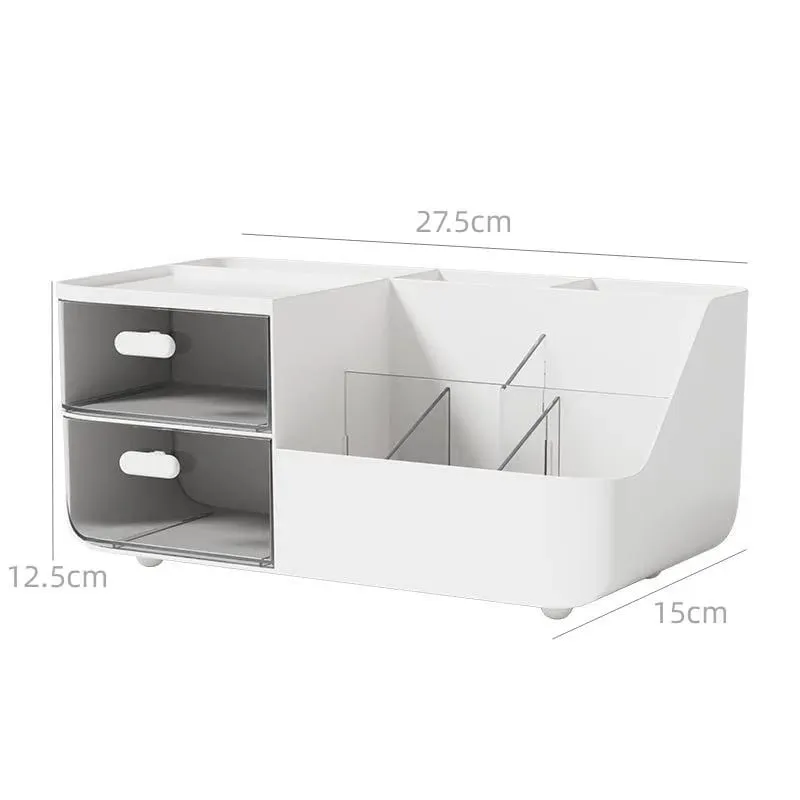Cosmetics Organizer with 2 Transparent Drawers Large Capacity Clear View Space Saving Smooth Gliding for Makeup Brushes