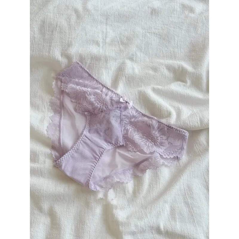 Purple French Lace Bra Embroidery Soft Underwire Minimizer Big Bust Lift Anti Sag Gathering Support Daily Lingerie 32-38 Bra Set — image 3