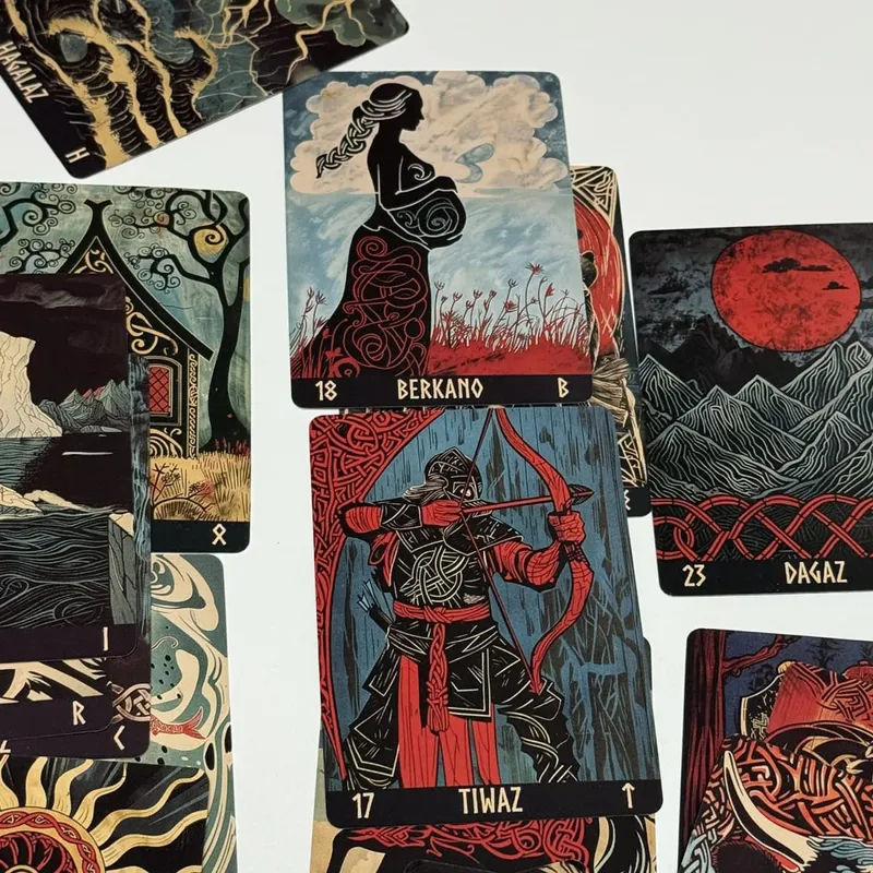 Norwegian Woodcut Runes Deck 24pcs English Version The Elder Futhark Runes Oracle deck — image 6