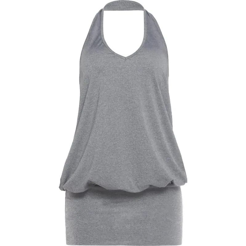 Weird Push Fashion Simple Dress Women Autumn Trend Ruched V-Neck Sleeveless Sexy Midnight Street Party Club Peach Hip Bodycon