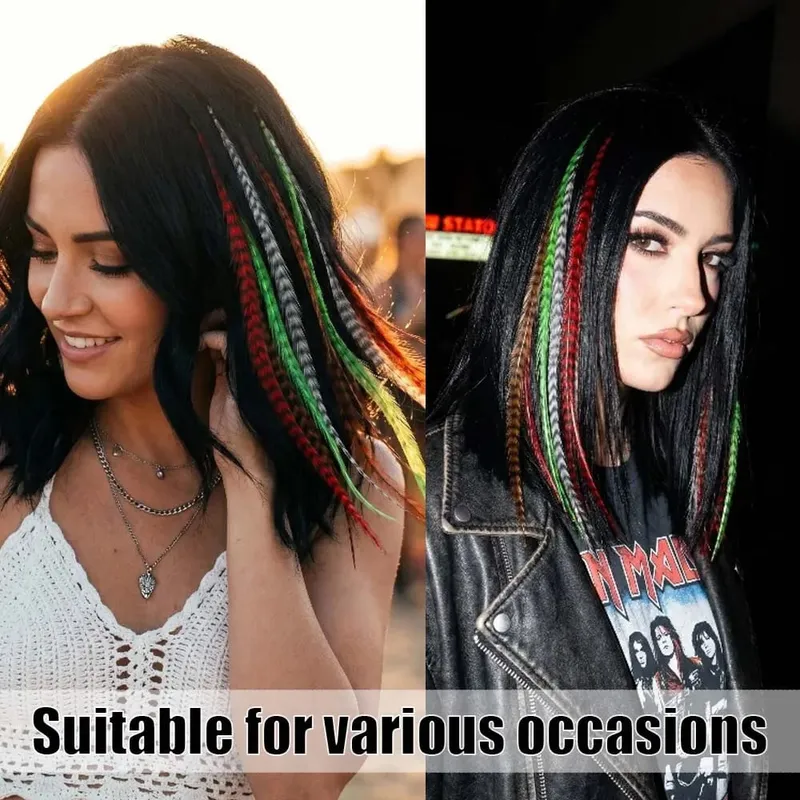 16''4 mixed-color I-TIP Sweet-Cool Hot Style Y2K MillenniumHot Girl Neon Leopard Print Colorful Feather synthetic hair extension — image 6