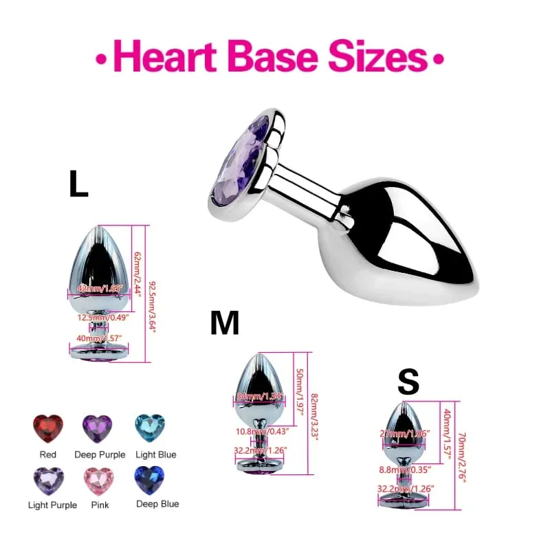 Heart Shaped Metal Anal Plug Butt Plug 6 Colors S/M/L Sizes Unisex Adult Sex Toys for Men Women Anal Massager Pleasure Toy — image 3