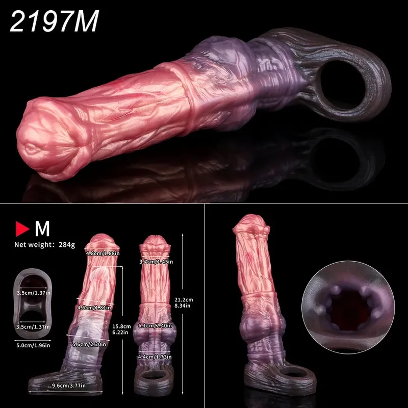 Soft Dog Knot Penis Sheath Fantasy Horse Dildo Sleeve Delay Ejaculation Ring Male Dick Girth Enlarger&Extender Sex Toy — image 11
