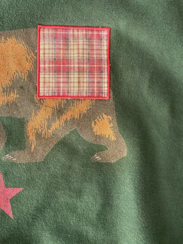 Sweat à capuche Vintage imprimé ours pour hommes, rétro vert, Patch à carreaux, pull à capuche, décontracté, Streetwear, manches longues, haut pour femmes