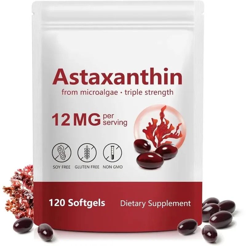 Astaxanthin Softgels 12mg Per Serving Microalgae 120 CT Gluten-Free Soy-Free Non-GMO Vegan Supports Antioxidant Activity