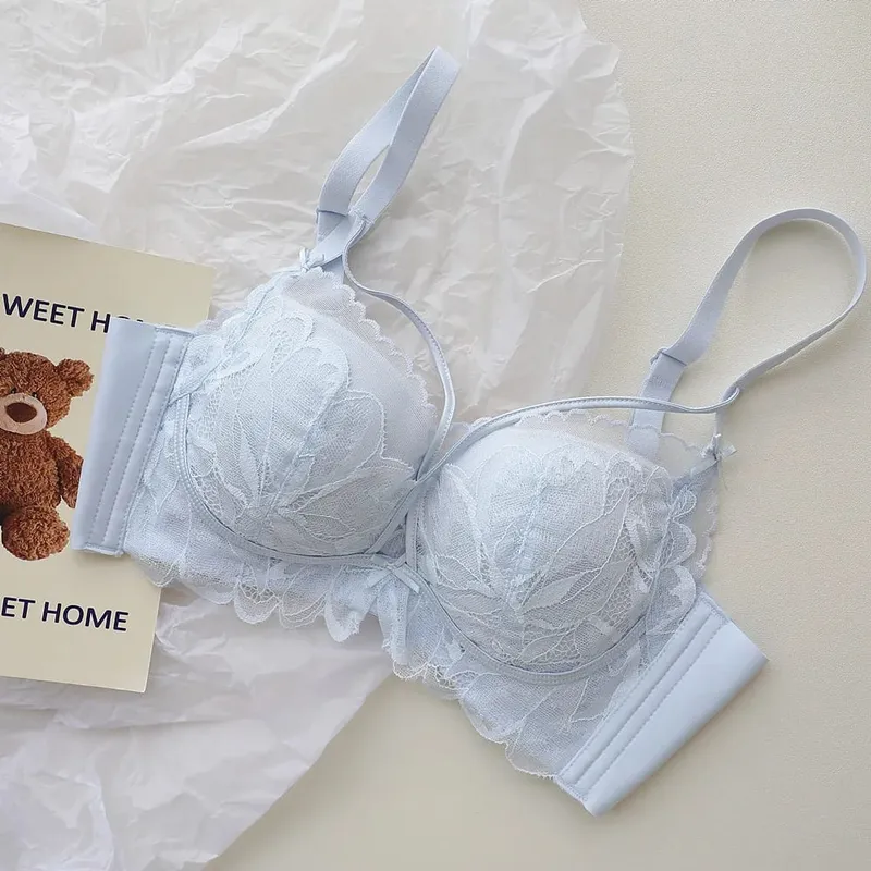 French Garden MOYISU Lace Bra Set 32-38 AB Wireless Thin Cup Push Up Anti Sag セクシー Support Lingerie Suitable Small Bust — image 13