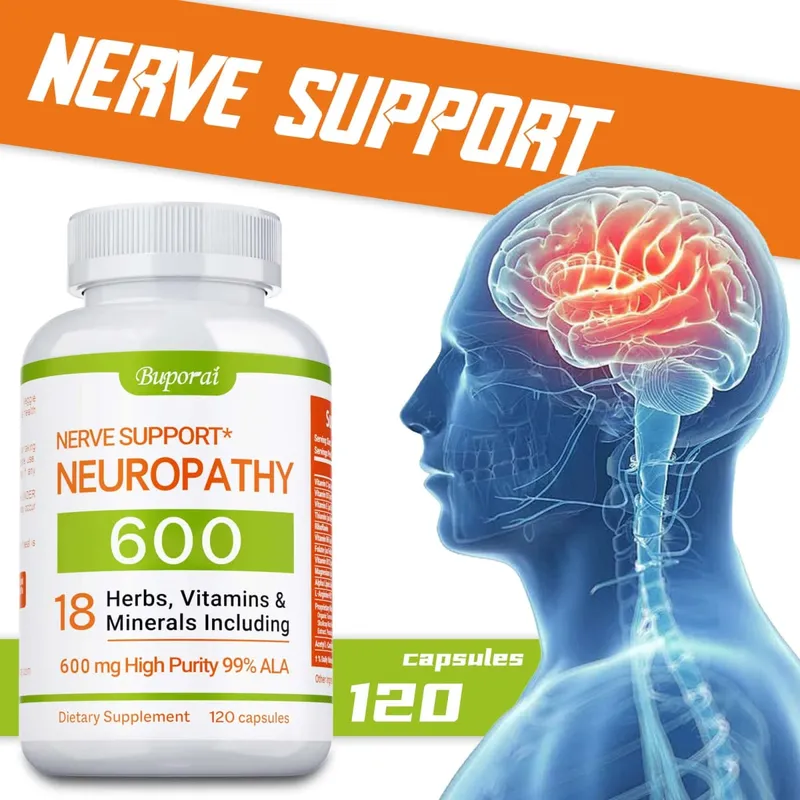 Neuropathy Support Supplement 600mg - Reduces Stress Promotes Nerve Health and Brain Function Cellular Energy Non-GMO — image 1