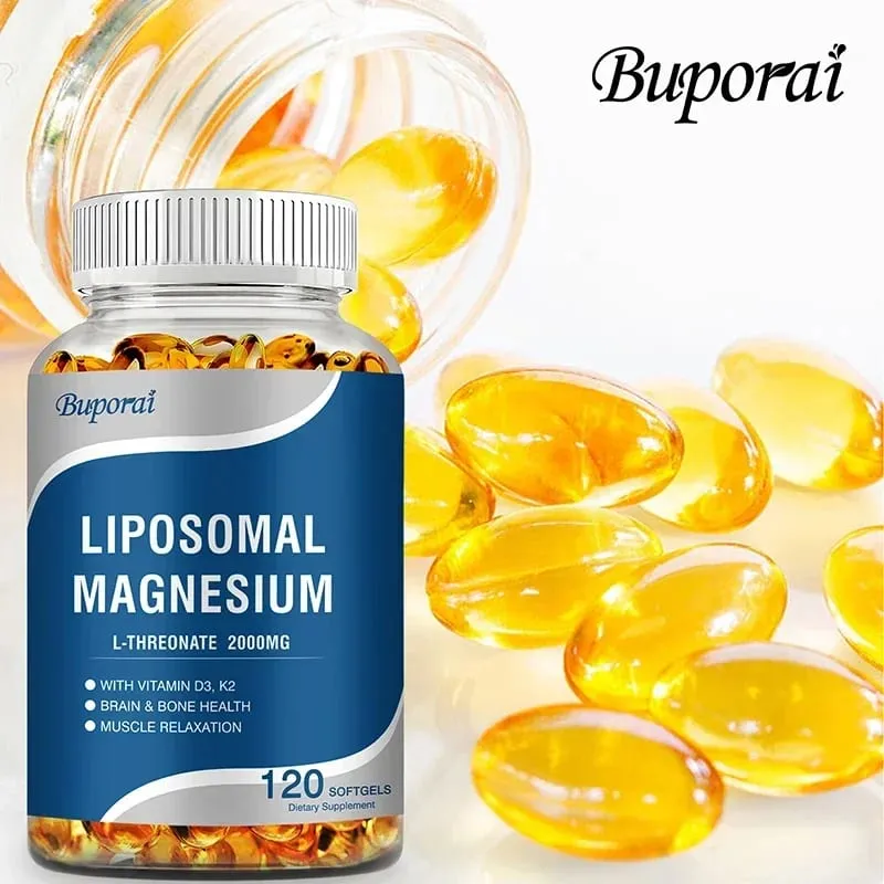 Liposomal Magnesium L-Threonate - Containing Vitamin D3 and K2 Supports Brain Bone Heart Muscle and Promotes Sleep