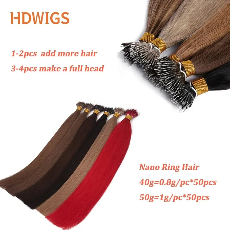 Nanoring Hair Extension Straight High Quality Real Human Hair Extensions for Women Micro Ring Link Hair Extensions Human Hair — image 5
