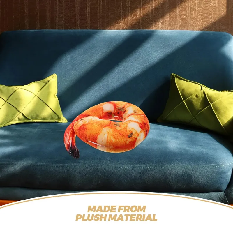 Cute Cooked Shrimp Pillow Soft Huggable Neck Rest Cushion Unique Kitchen Decor Prop Simulation Food Pillow Lifelike Shrimp — image 3