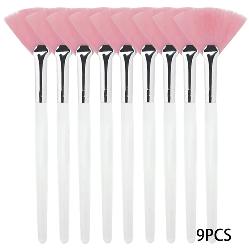 3/9 Pieces Facial Fan Mask Brushes Soft Mask Brush Applicator Esthetician Facial Mask Brushes For Women Girls Cosmetic Tools — image 8