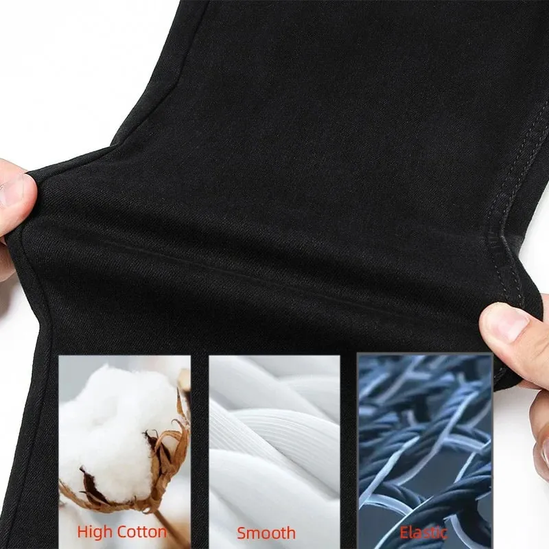 2026 Summer Spring New Men's Pure Black Slim Jeans Elastic Straight Pants BusinessLeisure Korean Vintage Denim Pants Male — image 3